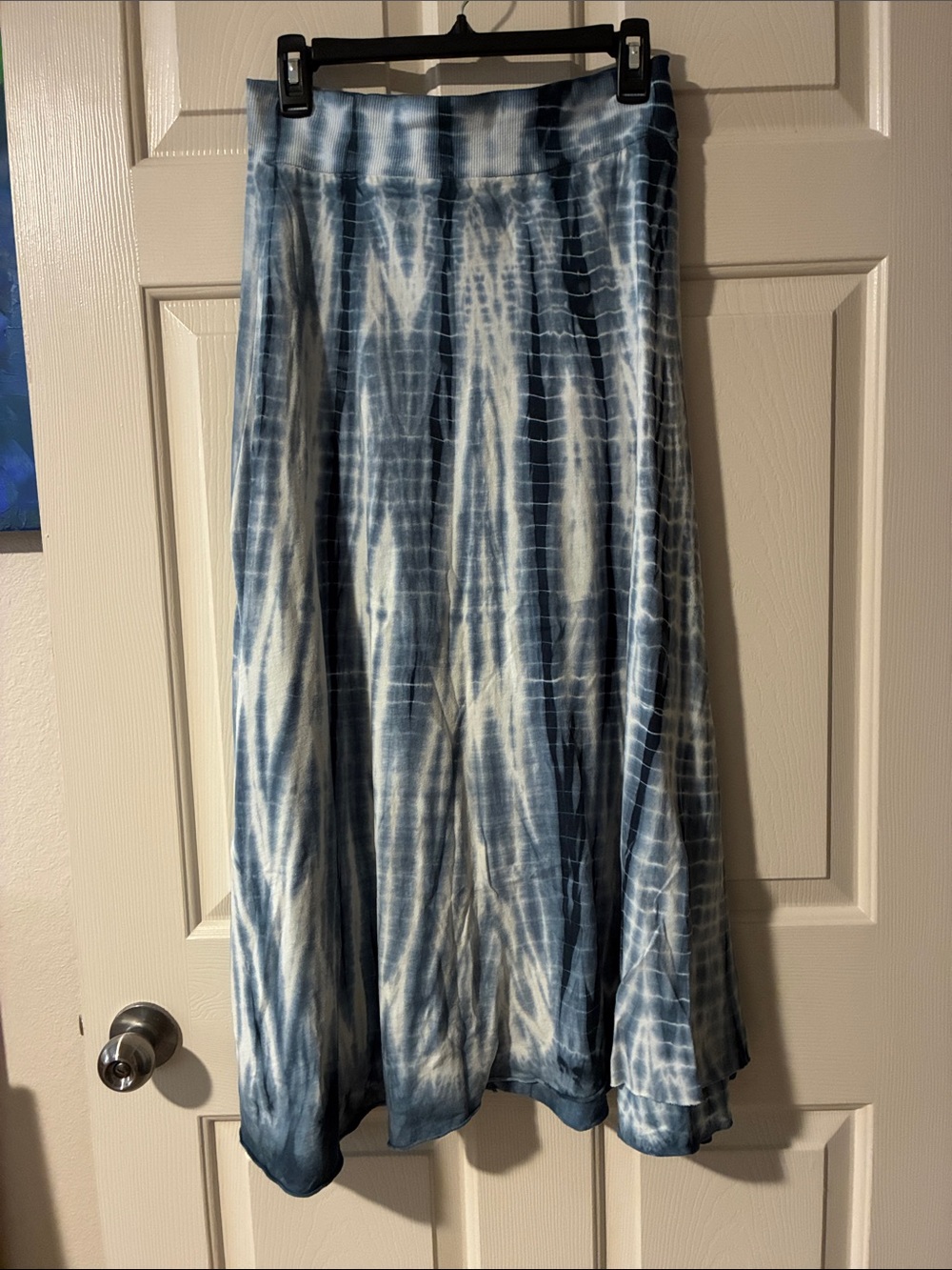 Tryst Blue and White Tie-Dye Maxi Skirt